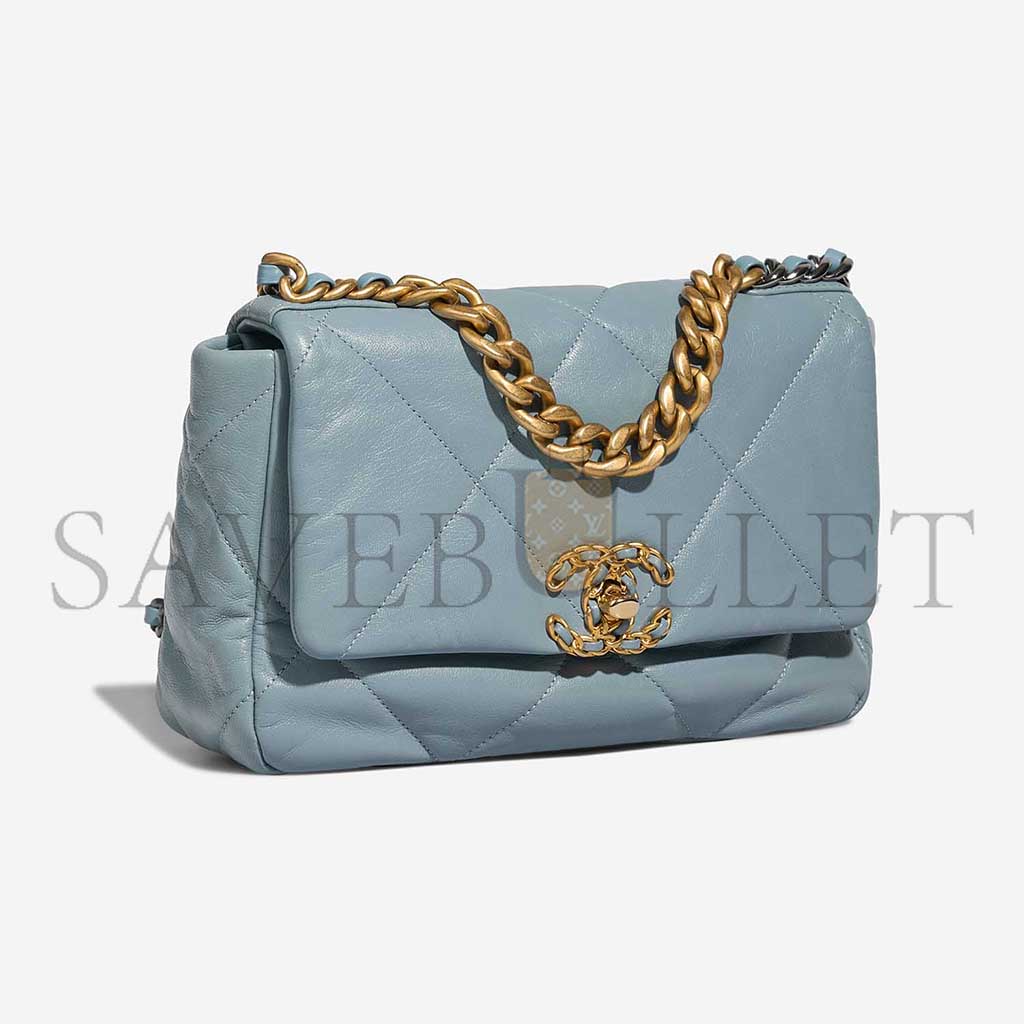 CHANEL 19 FLAP BAG LAMB LIGHT BLUE AS1160 (26*16*9cm)